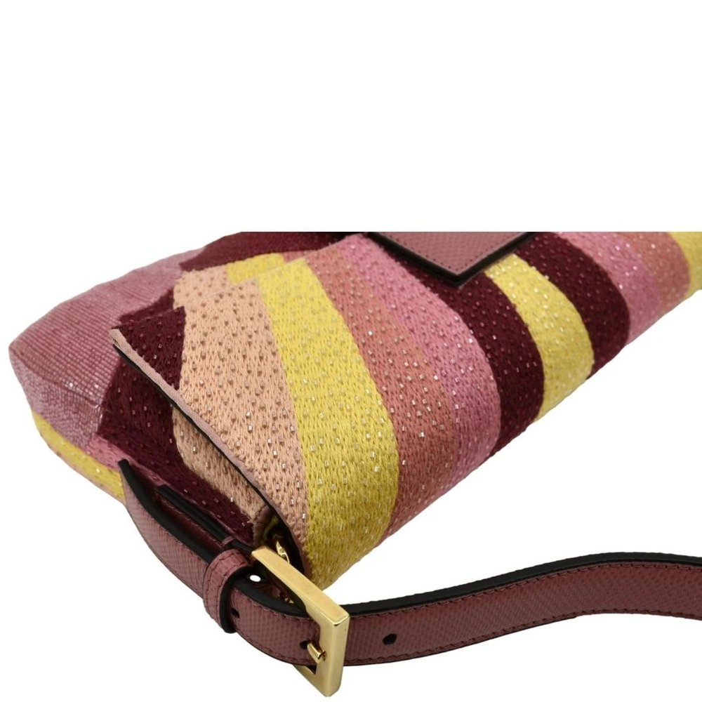 FENDI Baguette 1997 Satin Leather Shoulder Satchel Bag Multicolor - Picture 6 of 12